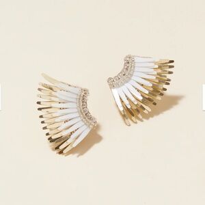 Mingonne Gavigan Mini Madeline Wing Gold & White Earrings